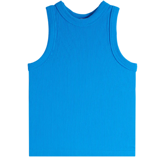Blue ribbed tank top