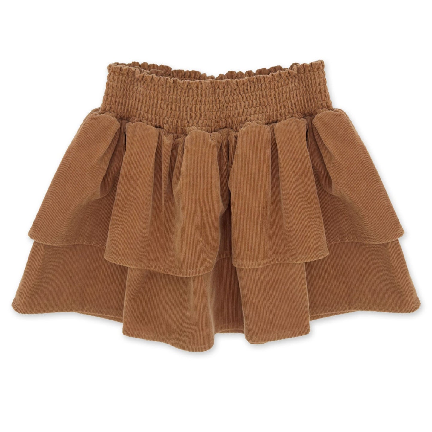Brown tiered skirt on a white background