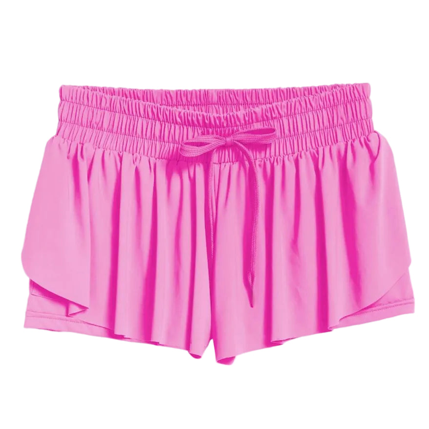 Bubblegum Fly Away Shorts with tie at waist