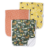 Three baby burp cloths with bees and woodland prints