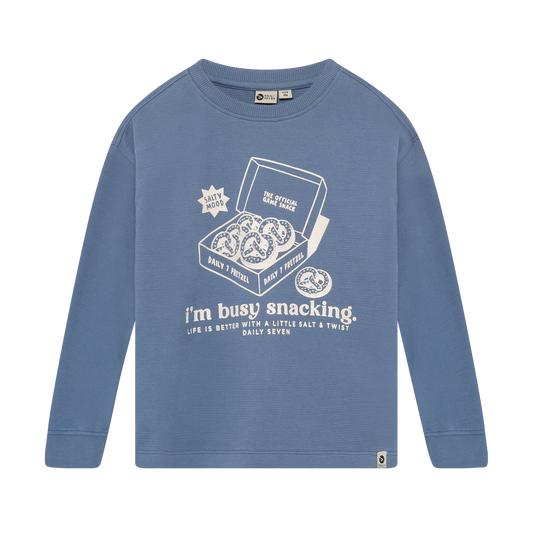 Busy Snacking Tee in Ash Blue, front view