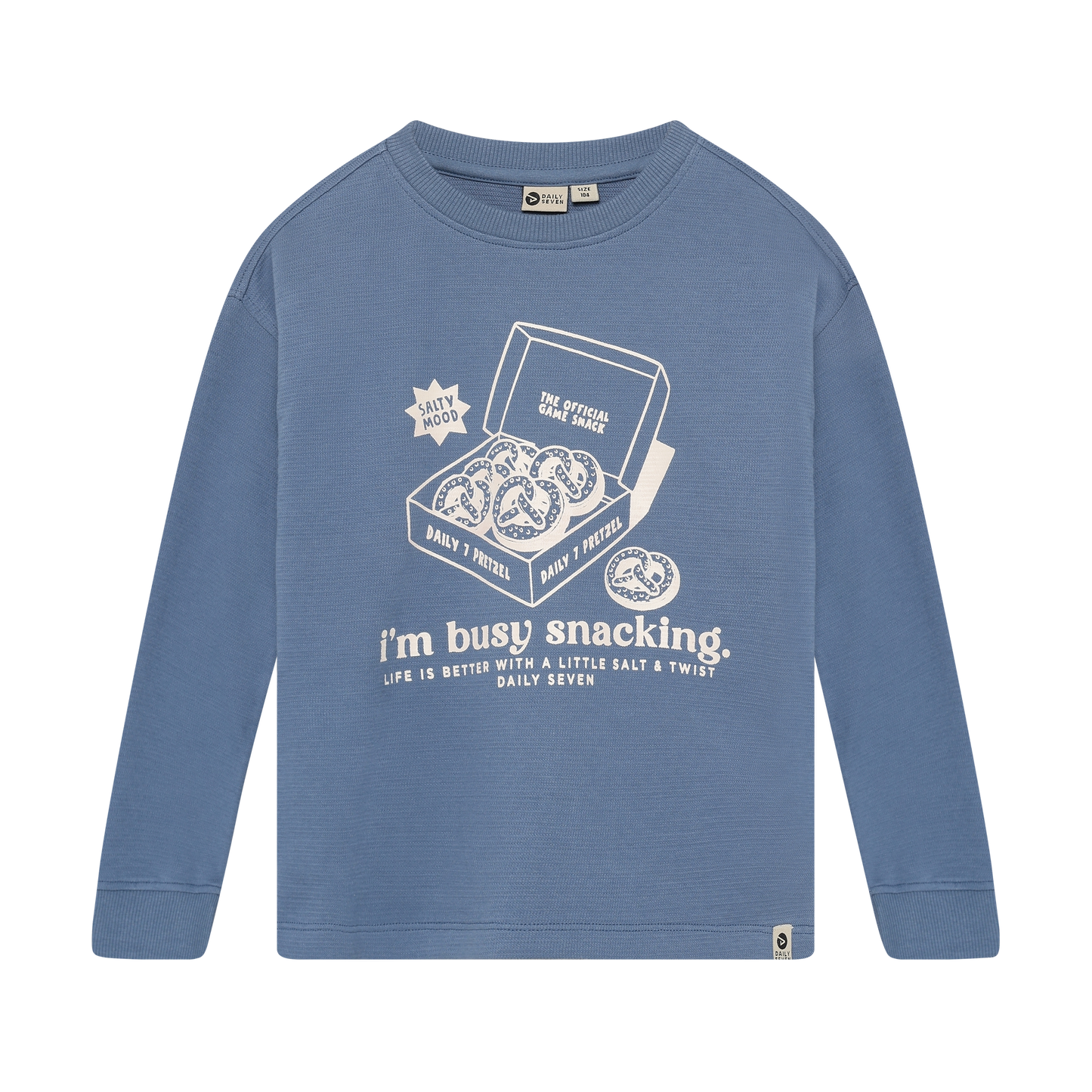 Busy Snacking Tee in Ash Blue, front view
