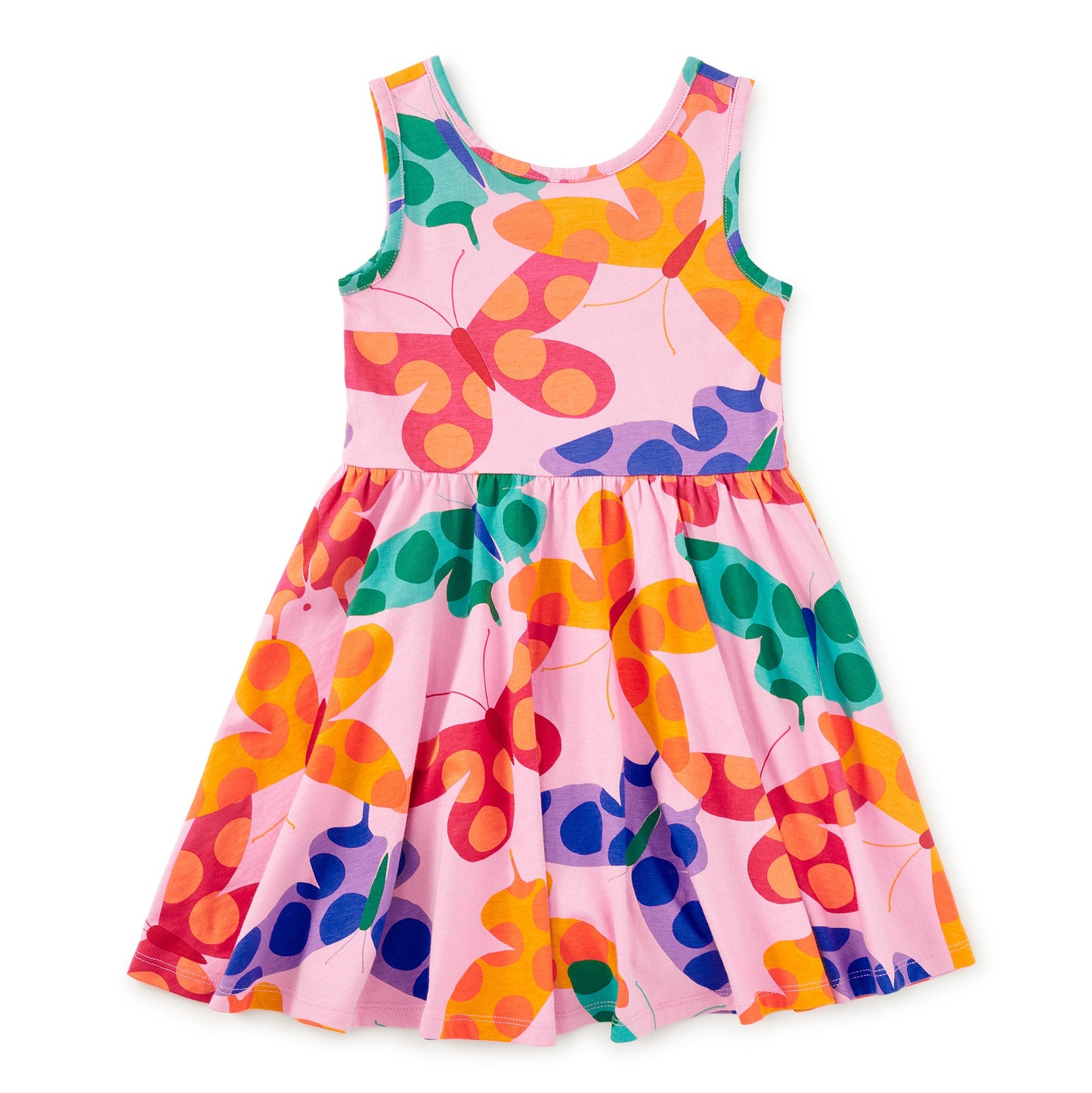 Multicolor tank dress with butterfly print