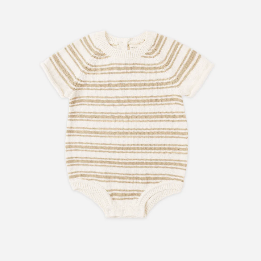 Striped baby onesie on a white background