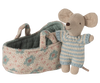 Blue Baby Mouse in Carry Cot