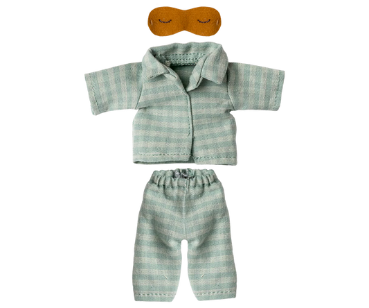 Mint Checked Pajamas -Dad Mouse