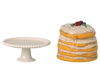 Maileg mouse party cake on stand shown from another angle