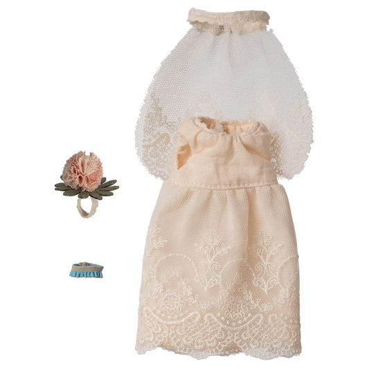 Vintage-style lace dress with matching headband on a white background