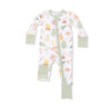 Baby footie with forest animal and camping pattern