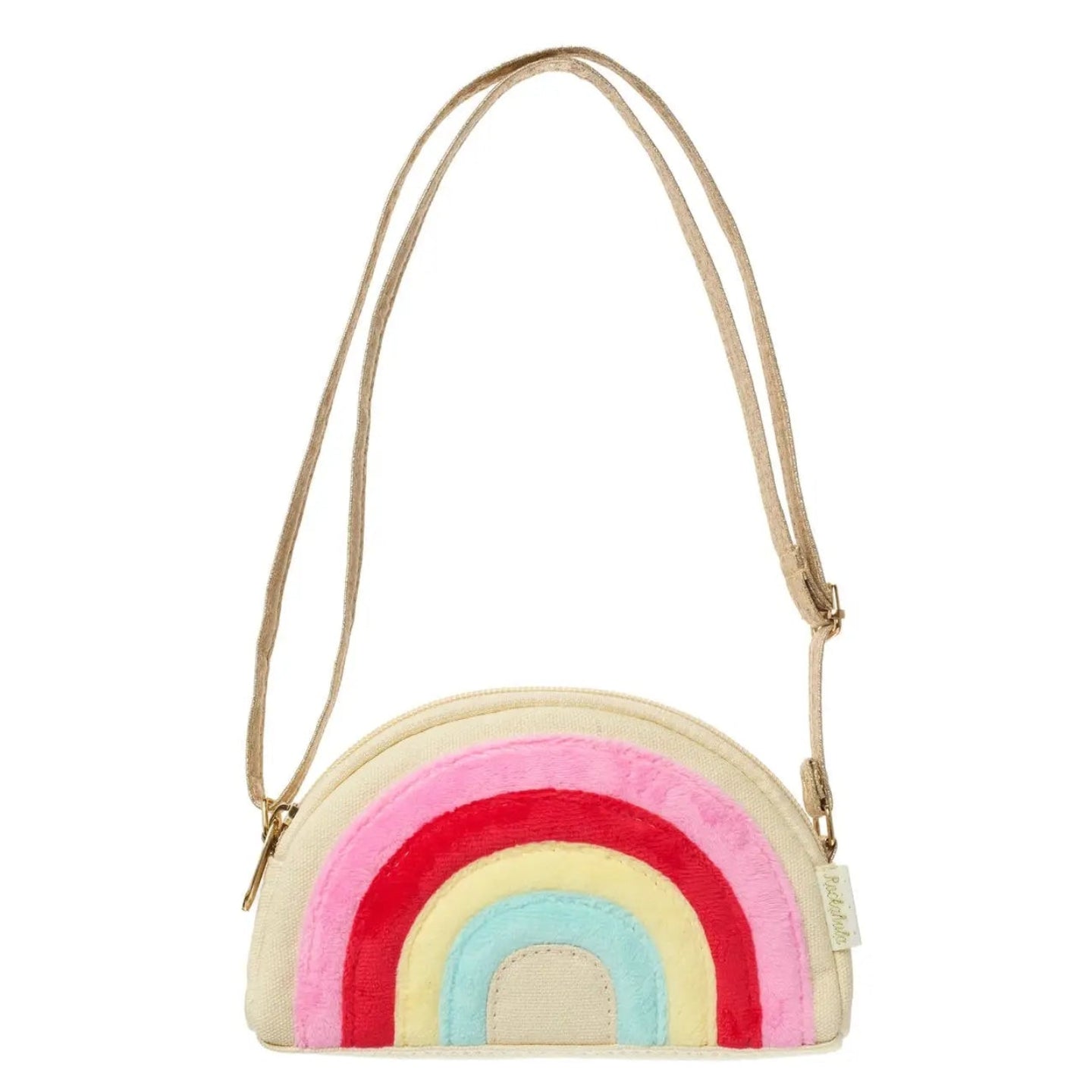 Small handbag with a rainbow design on a white background