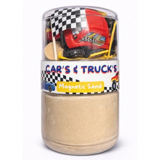 Cars & Trucks Jar with Magnetic Sensory Sand