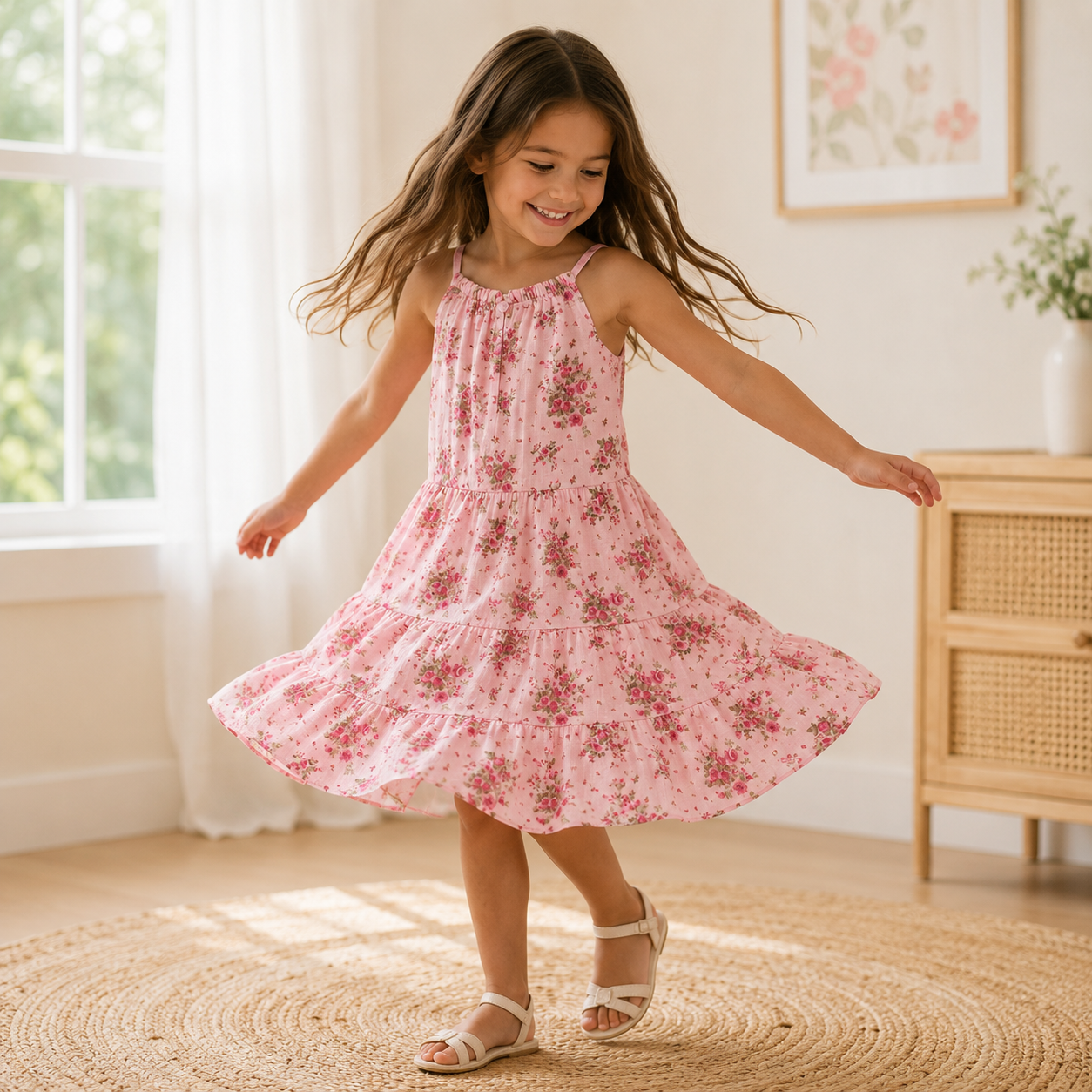 Pink Floral Halter Dress