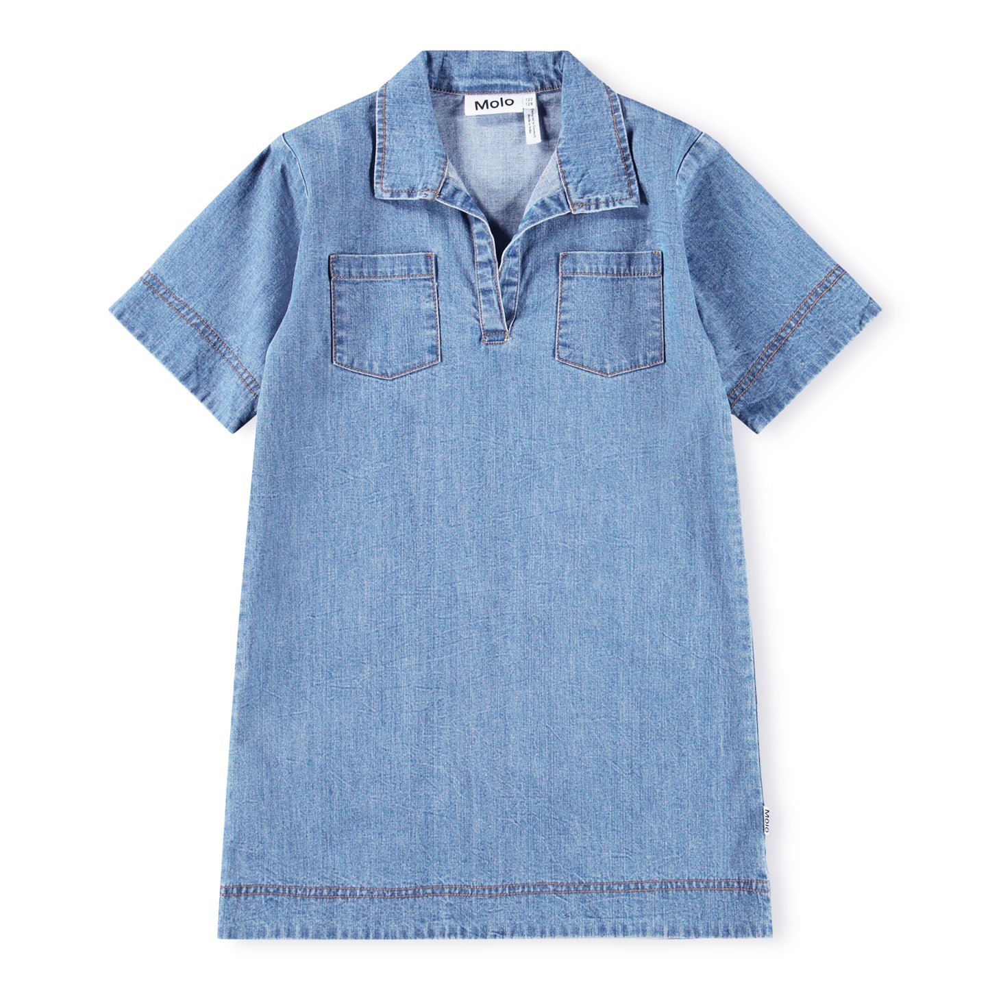 Blue denim shirt with short sleeves 