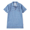 Blue denim shirt with short sleeves 