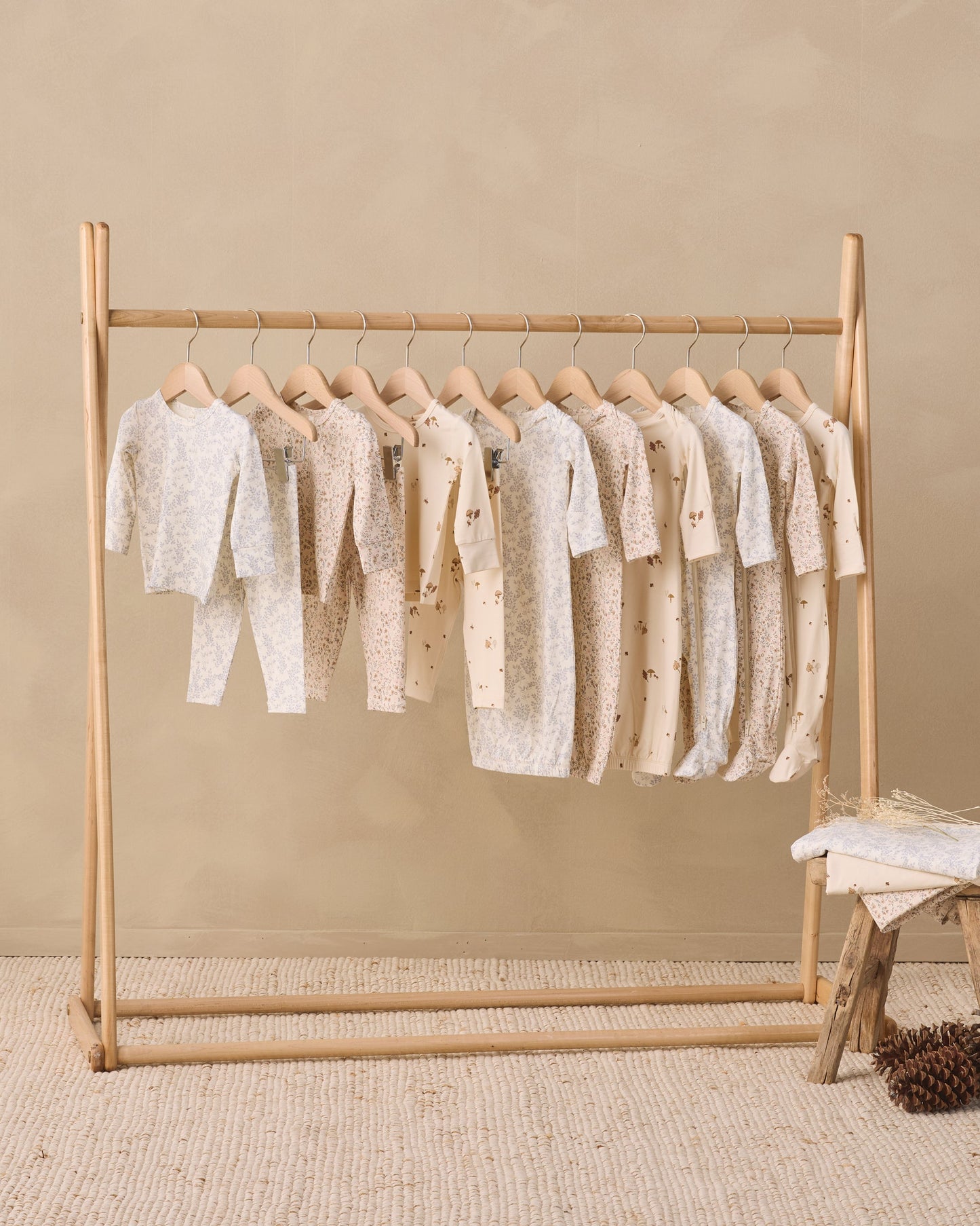 Baby in Cloud Floral Bamboo Zip Footie, lifestyle photo