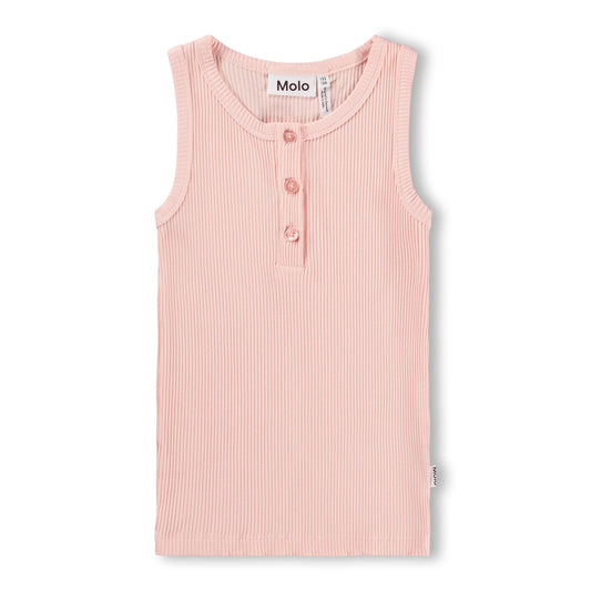 Pink ribbed tank top with buttons