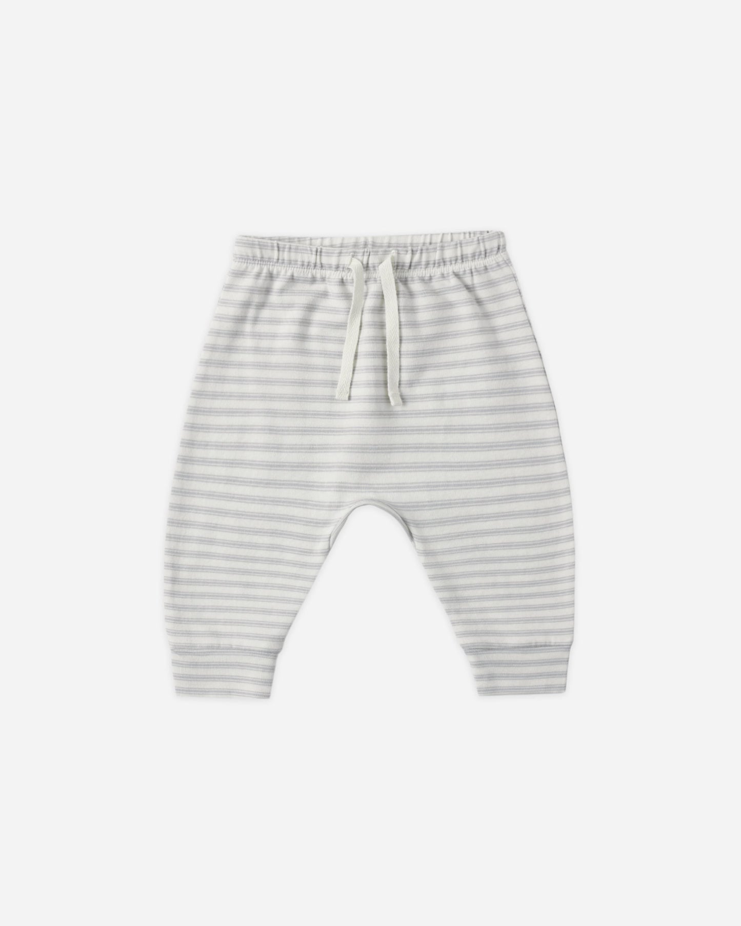 Cloud Stripe Pant flat lay - Quincy Mae organic cotton drawstring pant, cloud stripe print