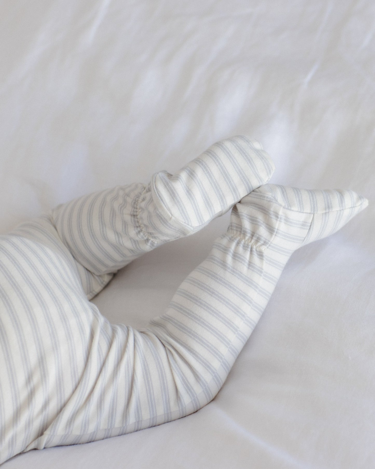 Cloud Stripe Zip Footie styled on baby