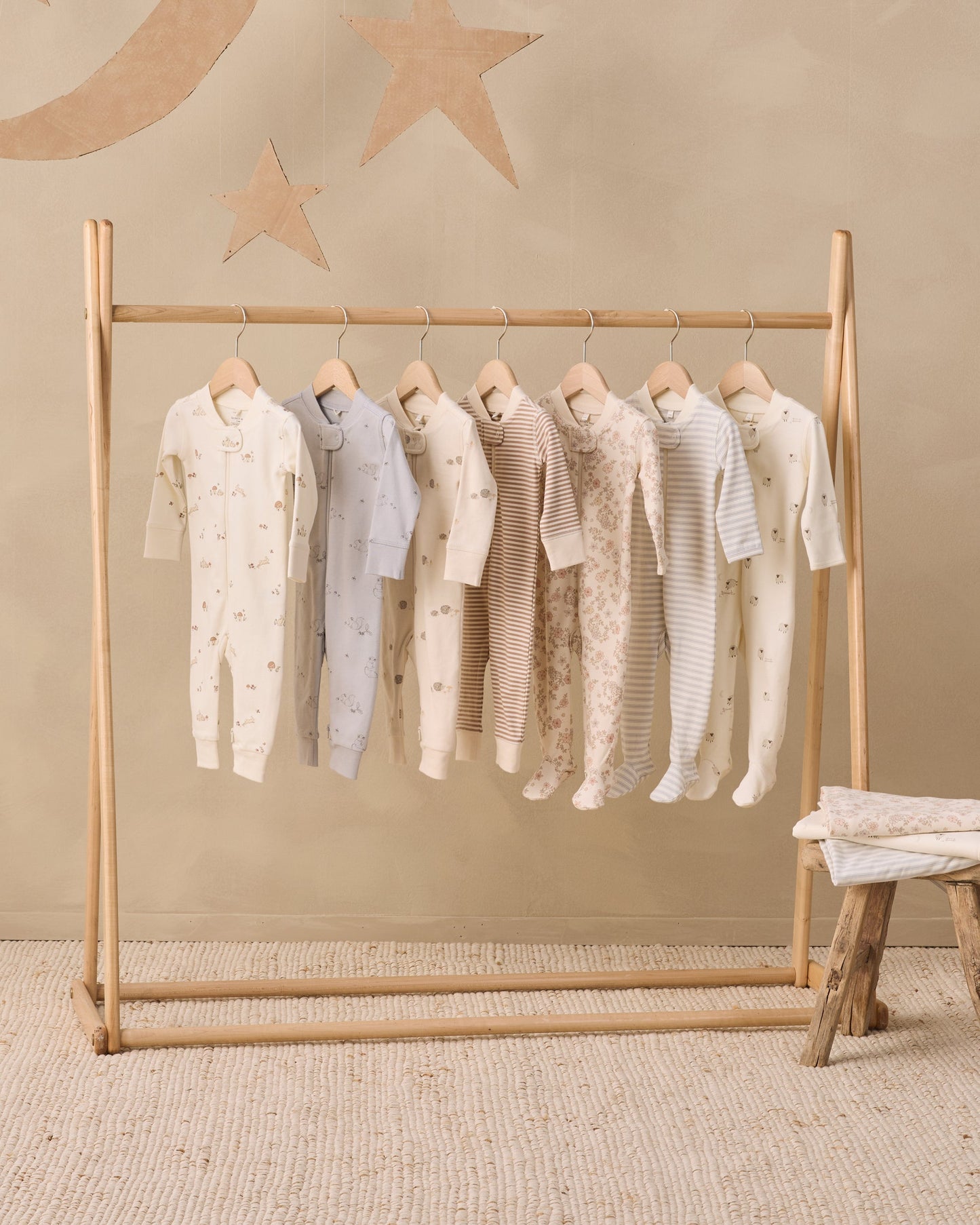 Baby in Cloud Stripe Zip Footie, lifestyle photo