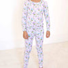 Long sleeve Pj set with purple and blue hydrangea flower print