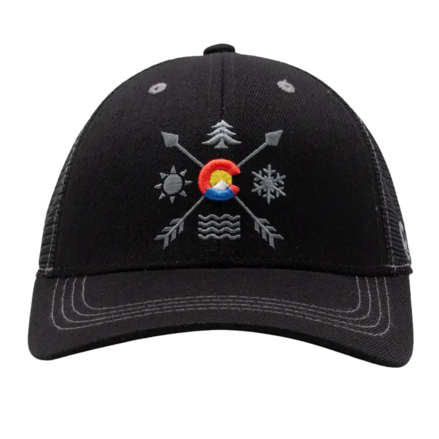 Black Colorado-inspired kids hat with classic curved bill