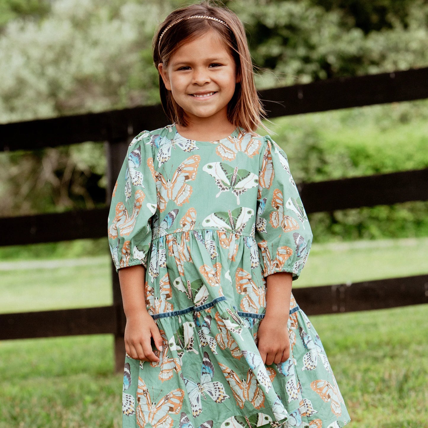 Green Butterflies Maribelle Dress