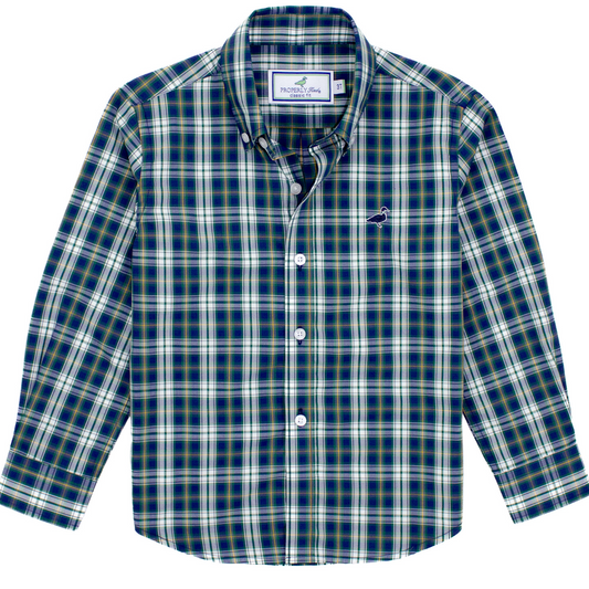 Blue and green plaid shirt
