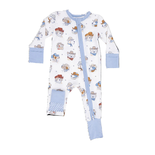 Baby romper with cowboy character pattern 