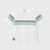 White polo shirt with green stripes 