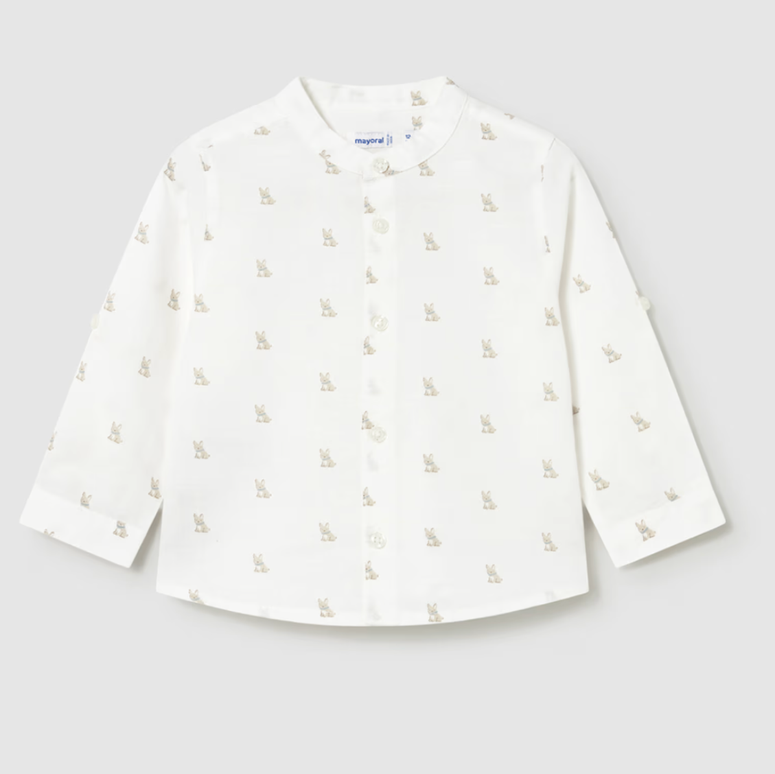 White long-sleeve shirt with puppy print