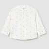 White long-sleeve shirt with puppy print