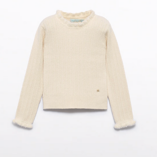 Cream-colored sweater on a white background