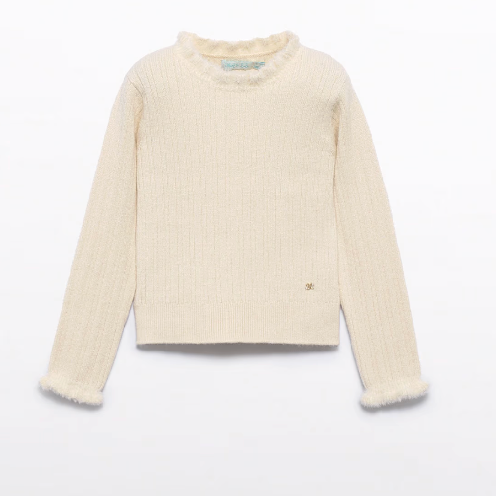 Cream-colored sweater on a white background