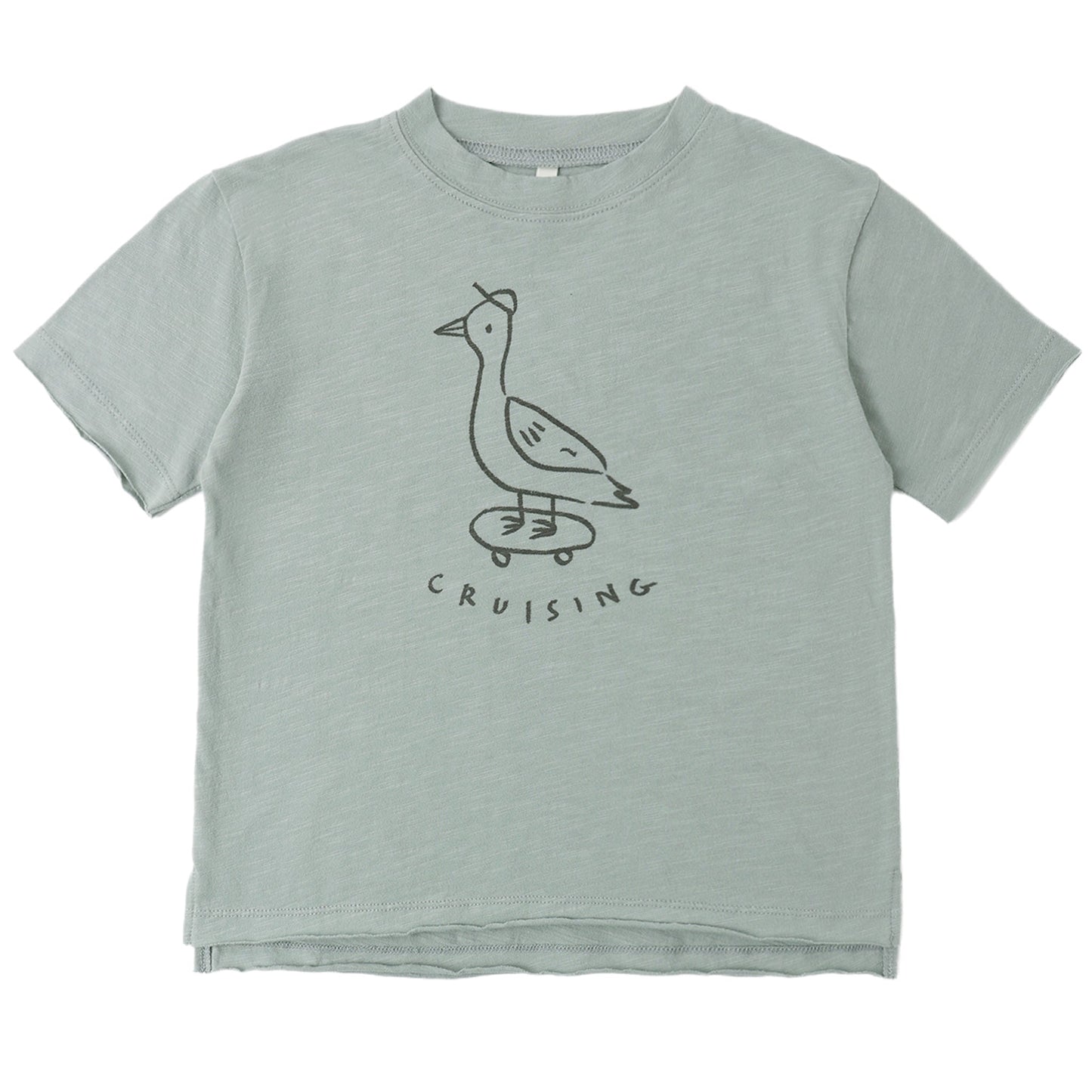 Light green t-shirt with a duck graphic and 'Cruising' text 