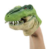Green dinosaur hand puppet.