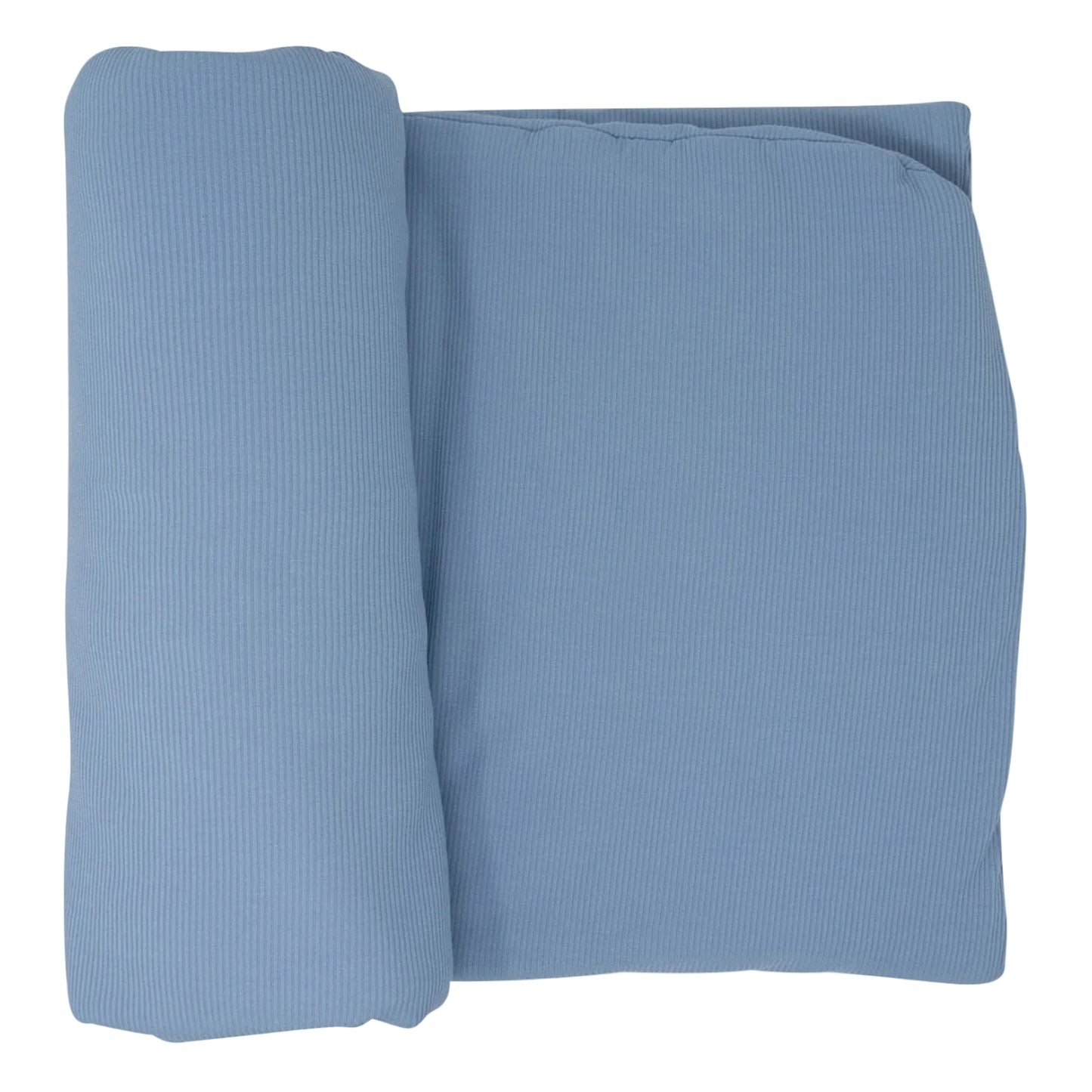 Folded blue fabric on a white background
