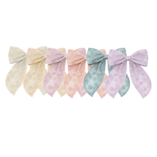 Pastel-colored hair bows with daisy lace 
