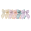 Pastel-colored hair bows with daisy lace 