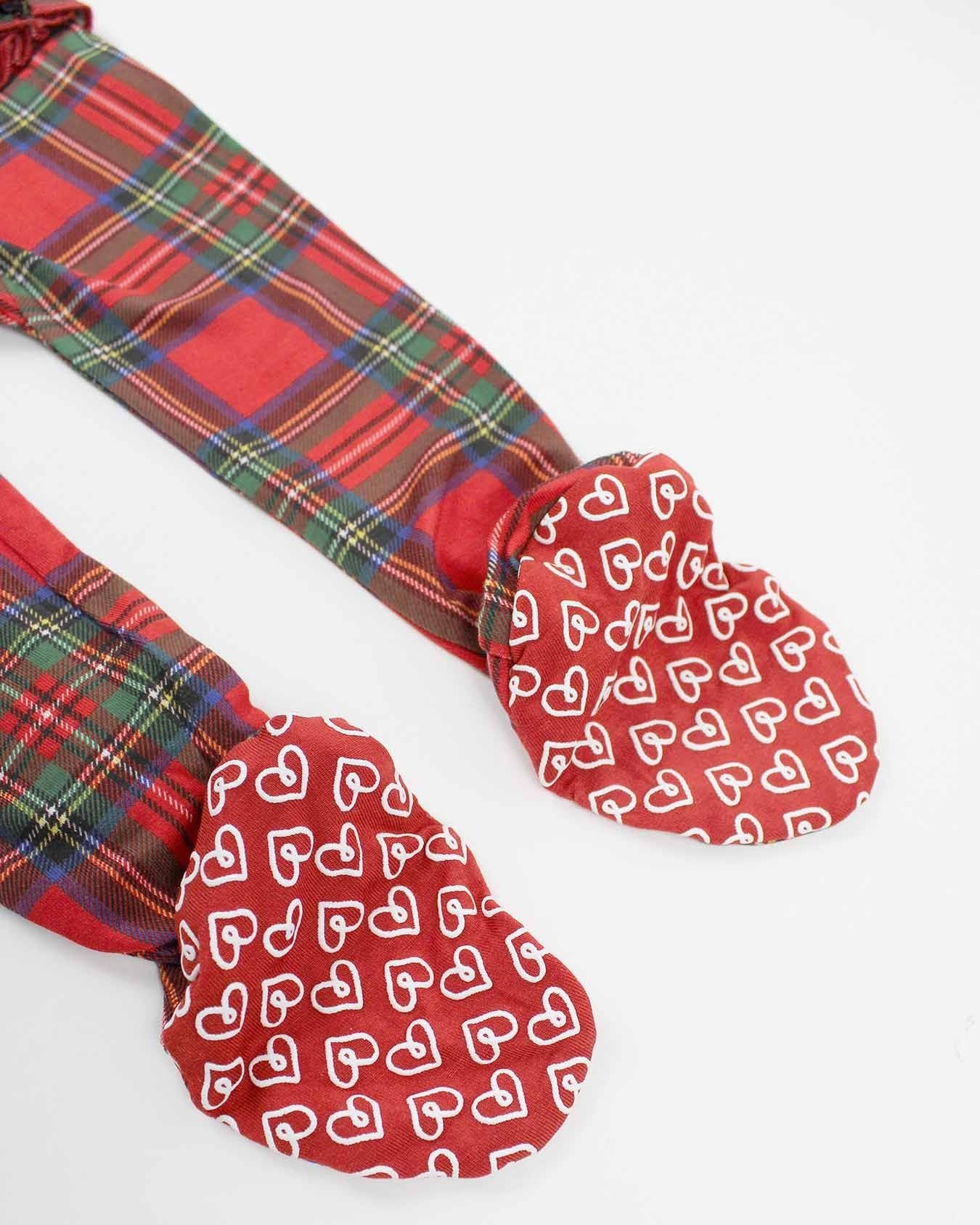 December Plaid Ruffle Zip Footie