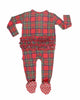 December Plaid Ruffle Zip Footie