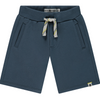 Blue shorts with a drawstring on a white background