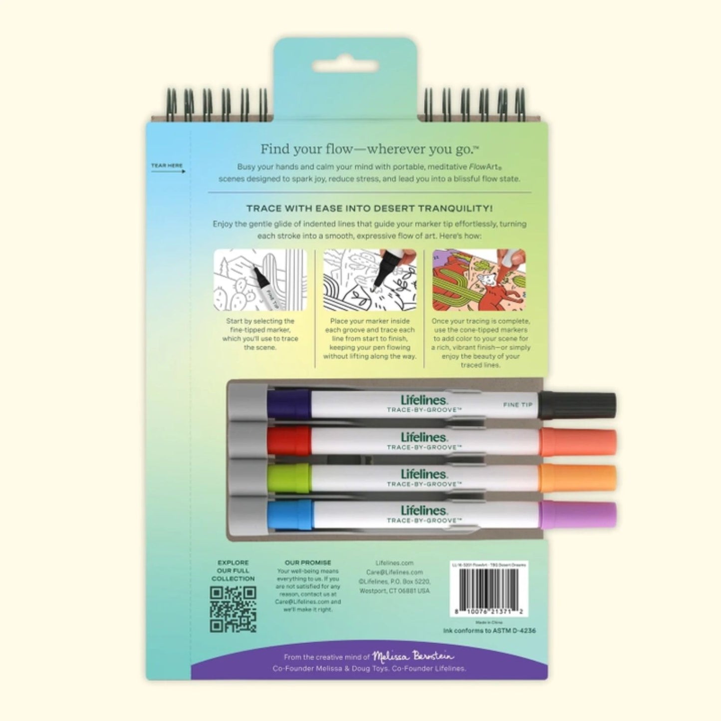 Calming trace-and-color activity pad with markers