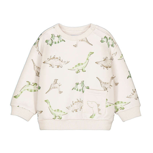 Cream sweatshirt with sketched dino designs
