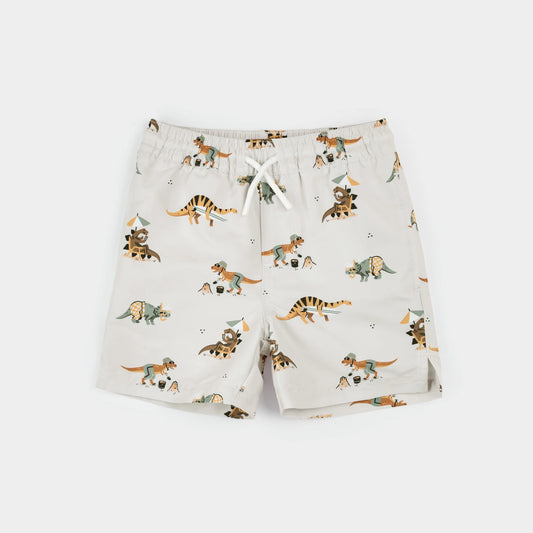 Children's shorts with dinosaur pattern on a white background