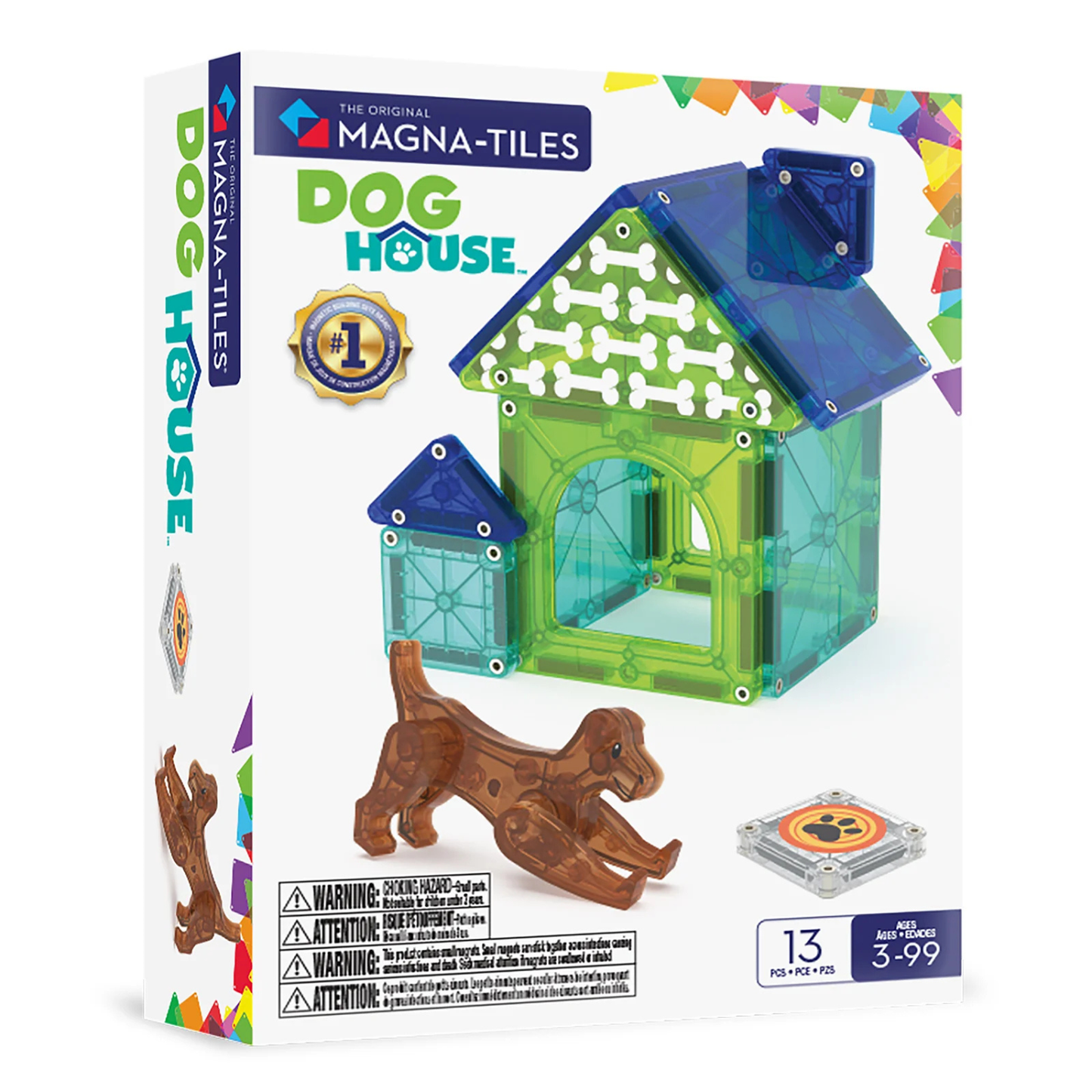 Colorful magnetic dog house set with dog figure