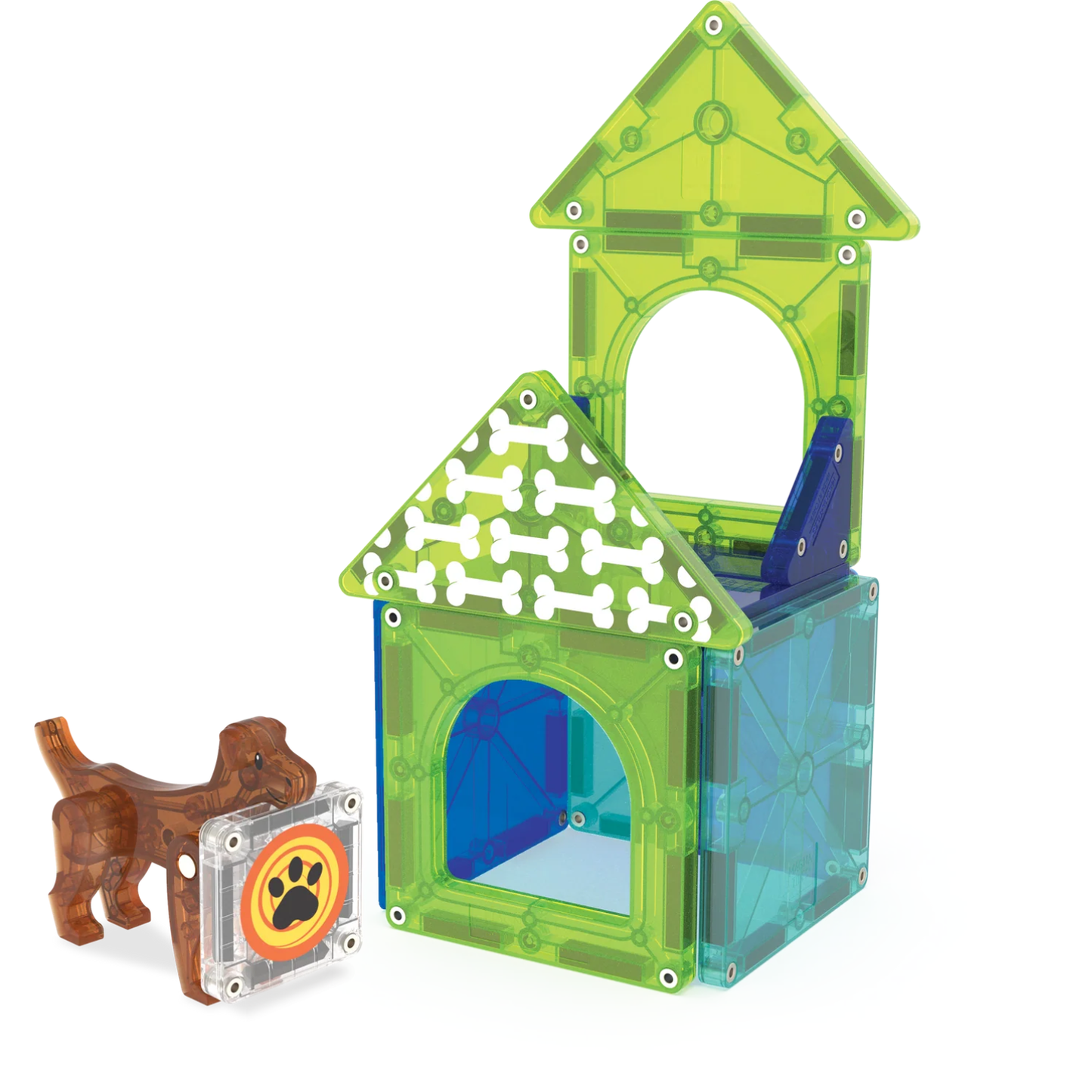 Colorful magnetic dog house set with dog figure