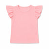 Pink t-shirt with ruffled sleeves on a white background