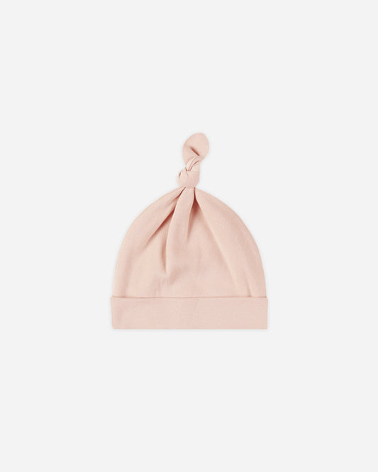 Dusty Rose Knotted Hat (Bamboo) flat lay - Quincy Mae bamboo knotted baby hat