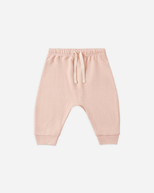 Dusty Rose Pant flat lay - Quincy Mae organic cotton drawstring pant, dusty rose