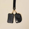 Black Luxe Wristlet With Double Pouches For Essentials